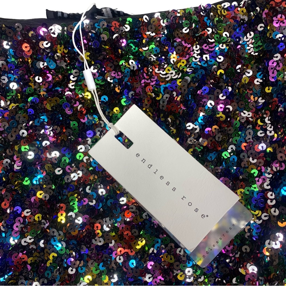 NWT Endless Rose Multicolored Sequin Mini Skirt Medium - Picture 2 of 5